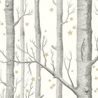 White Forest Birch Tree With Stars Wallpaper Mural Photowall