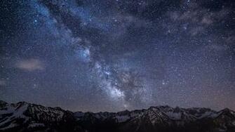 Milky Way Stars Mountains Night Germany Bavaria Sky Wallpaper
